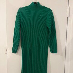 & Other Stories Green Turtleneck Knit Midi Dress
